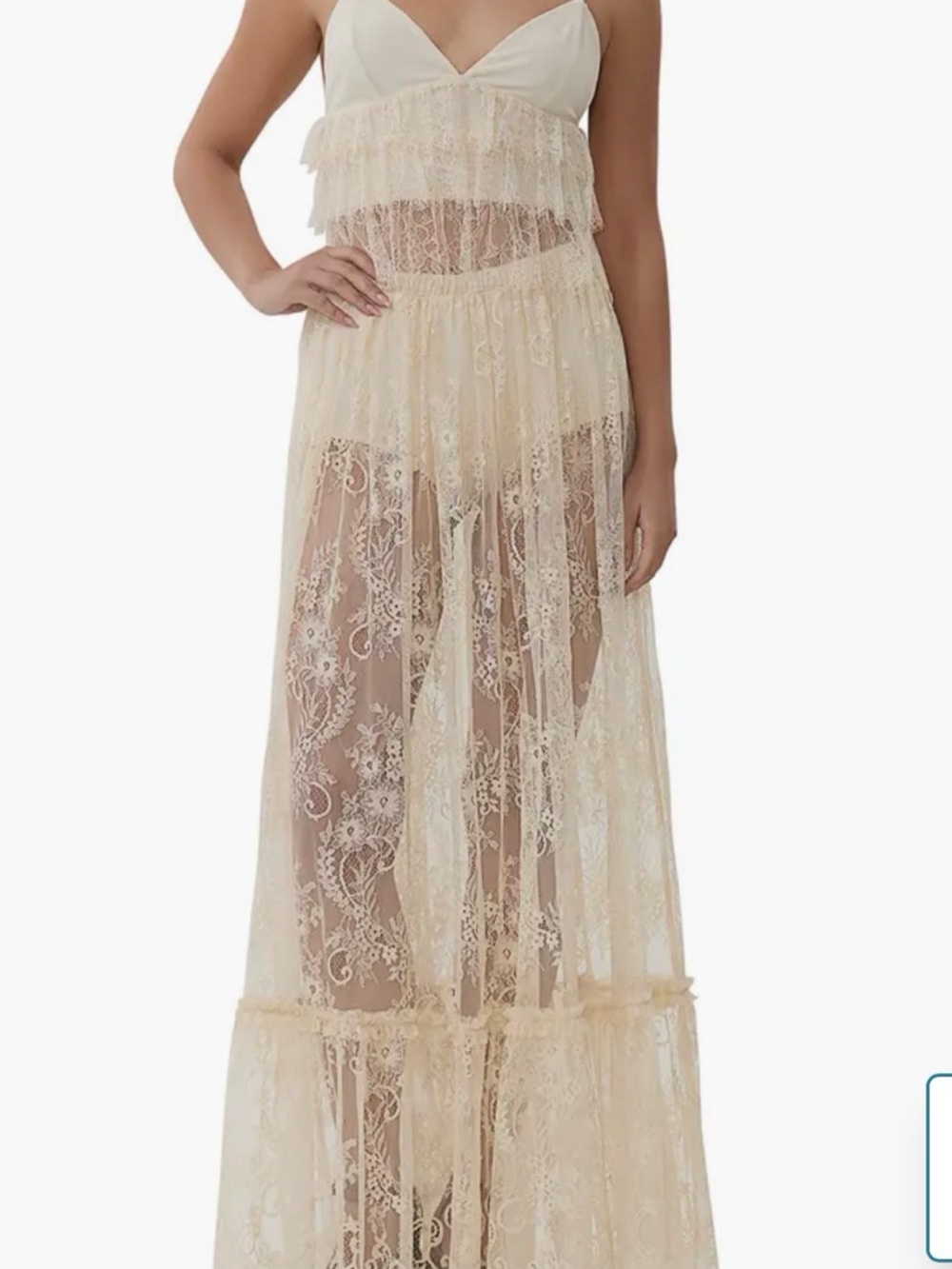 AFRM Cream Lace Maxi Skirt - Picture 4 of 6